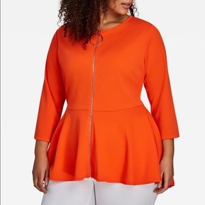 HI LO FRONT ZIP UP PEPLUM TOP